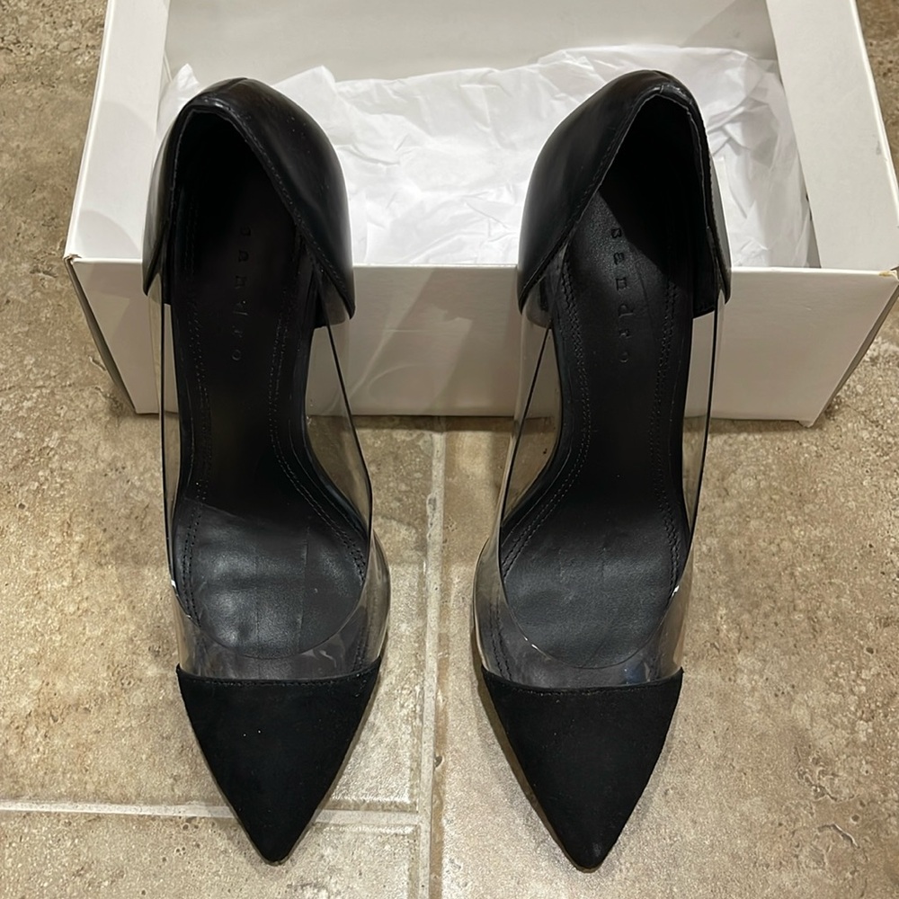 Sandro clear vinyl plastic leather suede shoes size 39